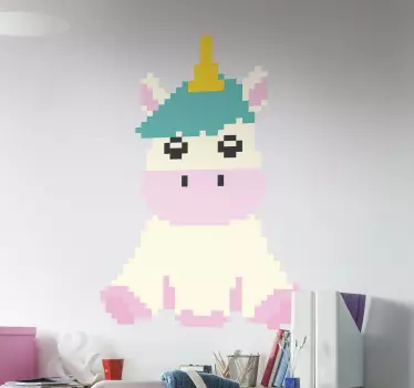 Nálepka pre deti s pixelovaným dizajnom jednorožca - Tenstickers