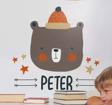 Nálepka pre deti s pôvabnou medvedíkovou sochou - Tenstickers