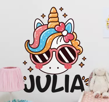 Nálepka pre deti s prispôsobením jednorožca - Tenstickers