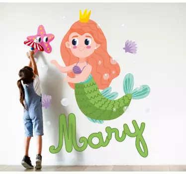 Nálepka pre deti s prispôsobením morskej panny - Tenstickers
