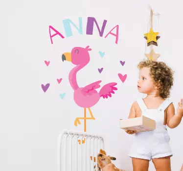 Nálepka pre deti s prispôsobeným plameniakom - Tenstickers