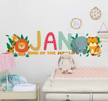 Nálepka pre deti s prispôsobenými jungle zvieratami - Tenstickers