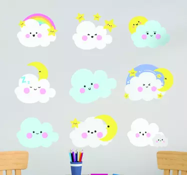 Nálepka pre deti s rozprávkovými obláčikmi - Tenstickers