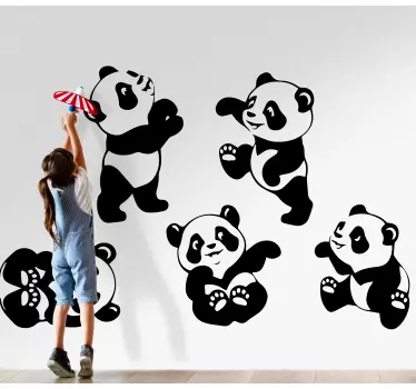 Nálepka pre deti s rozprávkovými pandami - Tenstickers