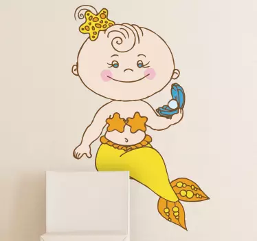 Nálepka pre deti s roztomilou morskou pannou - Tenstickers