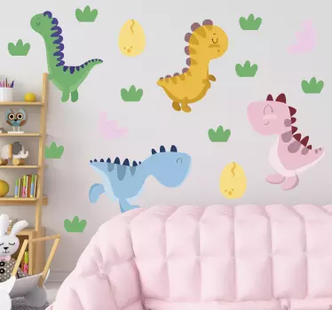 Nálepka pre deti s roztomilými dinosaurími postavičkami - Tenstickers