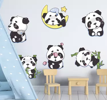 Nálepka pre deti s roztomilými pandami - Tenstickers