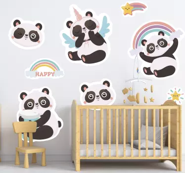 Nálepka pre deti s roztomilými pandími figúrkami - Tenstickers
