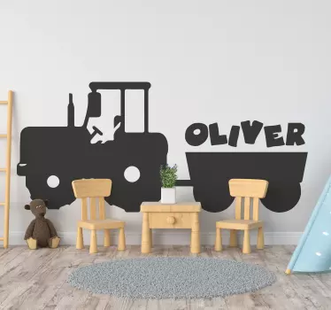 Nálepka pre deti s vlastným menom traktor - Tenstickers