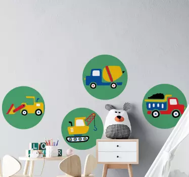 Nálepka pre deti s vozidlami na stavbe - Tenstickers