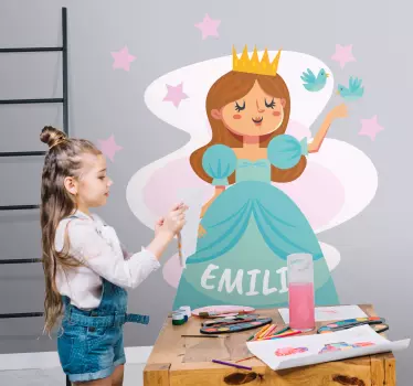 Nálepka pre deti modrá princezná s menom - Tenstickers