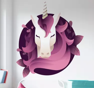 Nálepka pre deti silueta hlavy jednorožca - Tenstickers