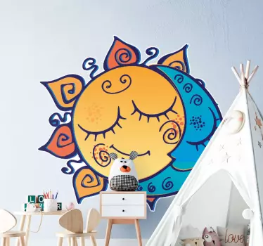 Nálepka pre deti slnečné a mesiacové tváre - Tenstickers