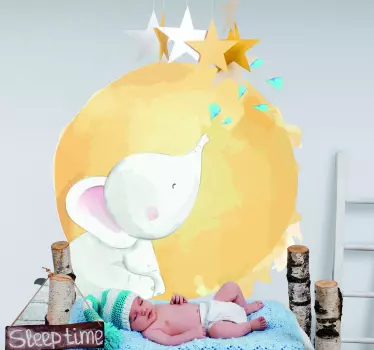 Nálepka pre deti slon sníva o hviezdach - Tenstickers