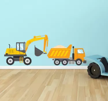 Nálepka pre deti so sklápacími dverami a bagerom - Tenstickers