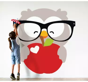 Nálepka pre deti sova s okuliarmi - Tenstickers