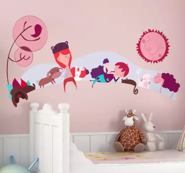 Nálepka pre deti spací zvierací priatelia - Tenstickers
