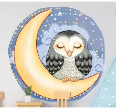 Nálepka pre deti spiaca sova na mesiaci - Tenstickers