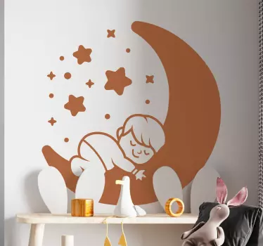 Nálepka pre deti spíaci dieťa na mesiaci - Tenstickers