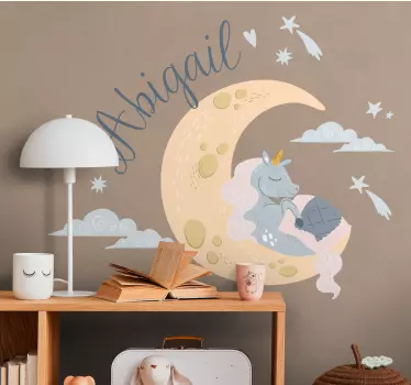 Nálepka pre deti spiaci jednorožec mesiac - Tenstickers