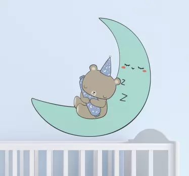 Nálepka pre deti spinkajúci medveď na mesiaci - Tenstickers