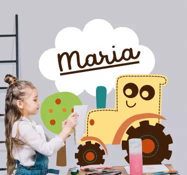 Nálepka pre deti Šťastná scéna s traktorom - Tenstickers