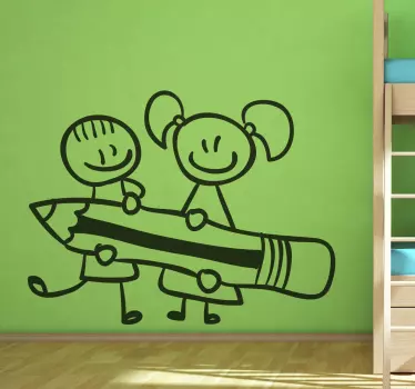 Nálepka pre deti Šťastné deti s ceruzkou - Tenstickers