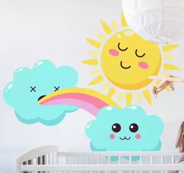 Nálepka pre deti Šťastné slnko a oblaky - Tenstickers
