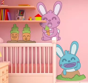 Nálepka pre deti Šťastné zajko postavičky - Tenstickers