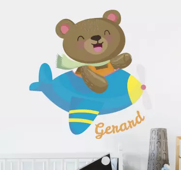 Nálepka pre deti šťastný medveď pilot - Tenstickers
