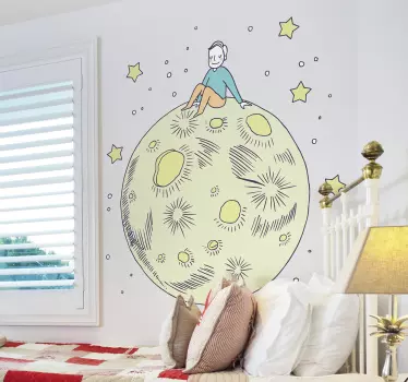 Nálepka pre deti Šťastný mesiačik chlapec - Tenstickers