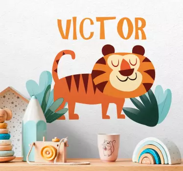Nálepka pre deti Šťastný tiger postava - Tenstickers
