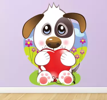 Nálepka pre deti šteniatko so srdiečkami - Tenstickers