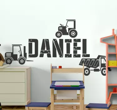 Nálepka pre deti téma stavebných vozidiel - Tenstickers