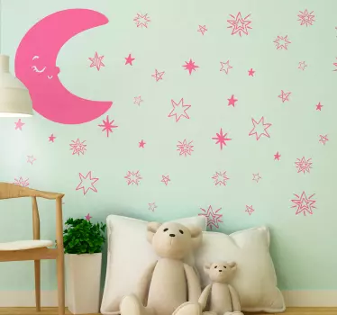 Nálepka pre deti usmievavé mesiace a hviezdy - Tenstickers