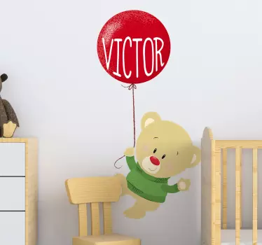 Nálepka pre deti veselý medvedí balón - Tenstickers