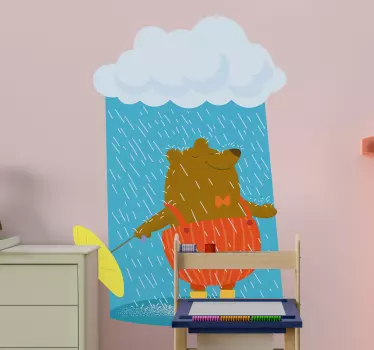 Nálepka pre deti veselý medvedí dáždnik - Tenstickers