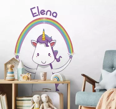 Nálepka pre deti vlastná dúha jednorožca - Tenstickers