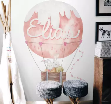 Nálepka pre deti vlastný ružový balónik - Tenstickers