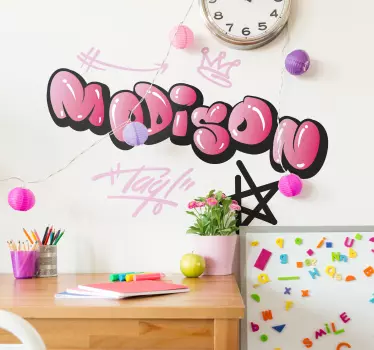 Nálepka pre deti ružové graffiti meno - Tenstickers