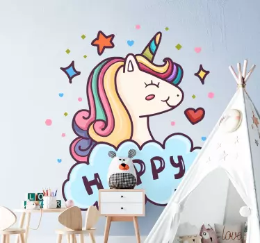 Nálepka pre deti výstižná ilustrácia jednorožca - Tenstickers