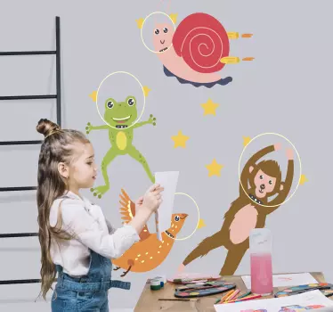 Vesmírna nálepka zábavné kamarátske zvieratá - Tenstickers