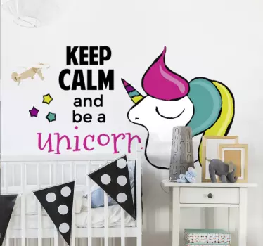 Nálepka pre deti zachovaj pokoj a buď jednorožcom - Tenstickers