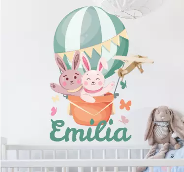 Nálepka pre deti zajačiky na mieru v balónoch - Tenstickers