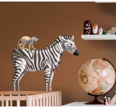 Nálepka pre deti zebra s opičkou - Tenstickers