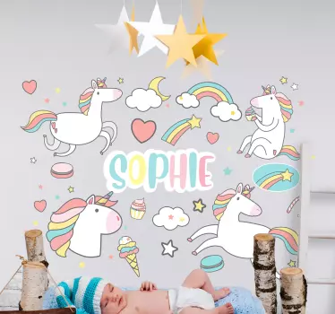 Nálepka pre deti Žiarivý koncept jednorožca - Tenstickers