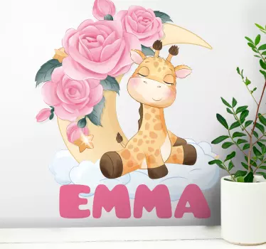 Nálepka pre deti žirafa s kvetmi - Tenstickers