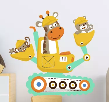 Nálepka pre deti Žirafa s priateľmi - Tenstickers