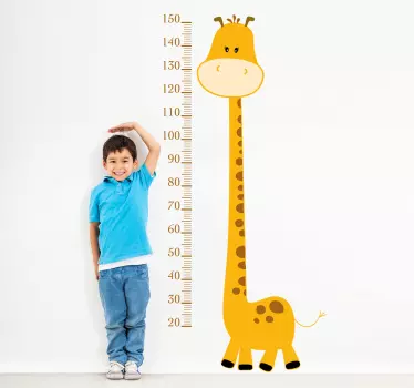 Nálepka pre deti žltá žirafa s výškovým grafom - Tenstickers