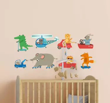 Nálepka pre deti zvieracia dobrodružná scéna - Tenstickers
